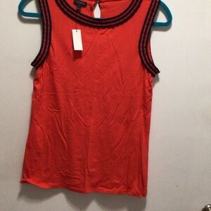 Talbots Vibrant Orange Tank Top with Black Trim